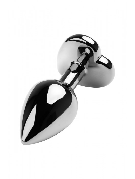 Серебристая коническая анальная пробка с красным кристаллом-сердечком - 7 см. - ToyFa - купить с доставкой в Красноярске