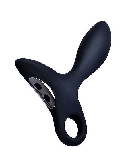 Черный силиконовый анальный вибромассажер Erokey с колечком-ограничителем - Erokay - в Красноярске купить с доставкой