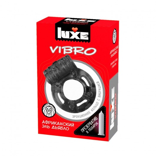 Чёрное эрекционное виброкольцо Luxe VIBRO  Африканский Эль Дьябло  + презерватив - Luxe - в Красноярске купить с доставкой