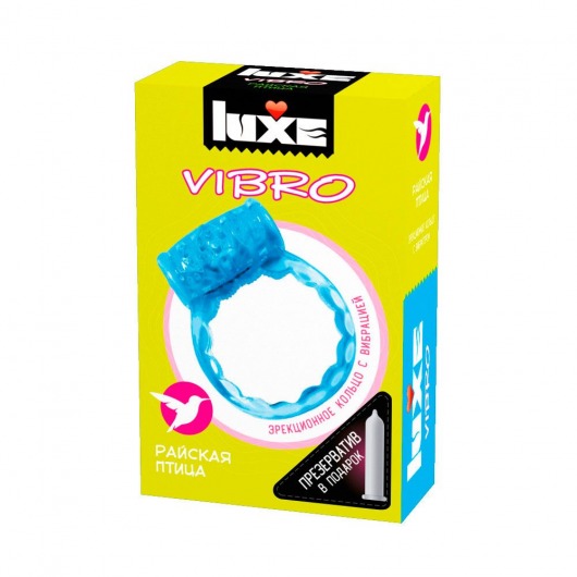 Голубое эрекционное виброкольцо Luxe VIBRO  Райская птица  + презерватив - Luxe - в Красноярске купить с доставкой