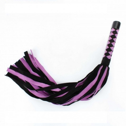 Черно-розовая плеть из замши - 58 см. - БДСМ Арсенал - купить с доставкой в Красноярске