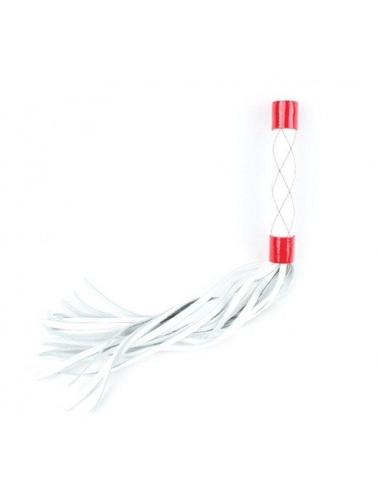 Бело-красная плеть средней длины с ручкой - 44 см. - БДСМ Арсенал - купить с доставкой в Красноярске