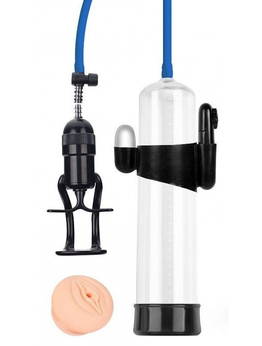 Прозрачная вакуумная вибропомпа Sex Expert с насадкой-вагиной - Sex Expert - в Красноярске купить с доставкой