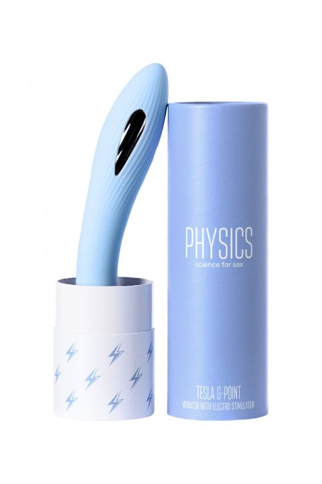 Голубой силиконовый вибратор с электростимуляцией TESLA G-POINT - 21 см. - ToyFa - купить с доставкой в Красноярске