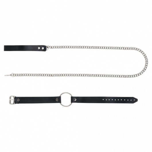 Черный поводок и чокер с кольцом Rada - Rebelts - купить с доставкой в Красноярске