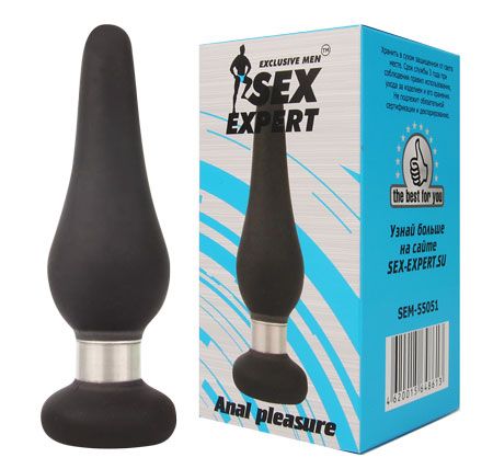 Черная коническая втулка с ограничителем - 10 см. - Sex Expert