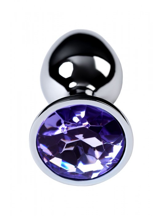 Серебристая конусовидная анальная пробка с фиолетовым кристаллом - 7 см. - ToyFa - купить с доставкой в Красноярске