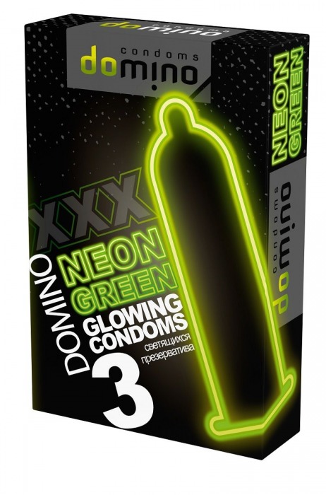 Презервативы DOMINO Neon Green со светящимся в темноте кончиком - 3 шт. - Domino - купить с доставкой в Красноярске