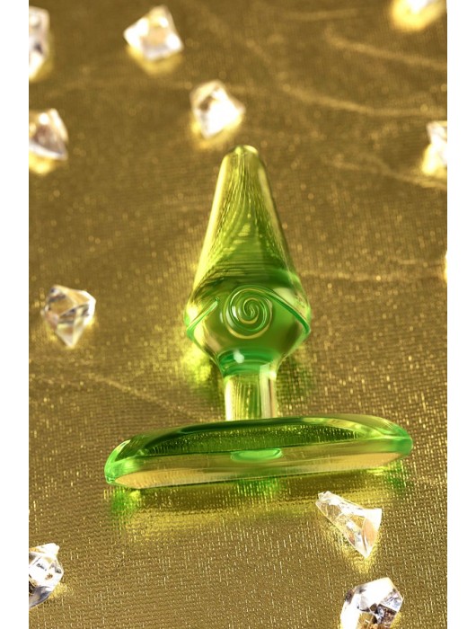 Зеленая анальная втулка с ограничителем - 6,5 см. - Toyfa Basic