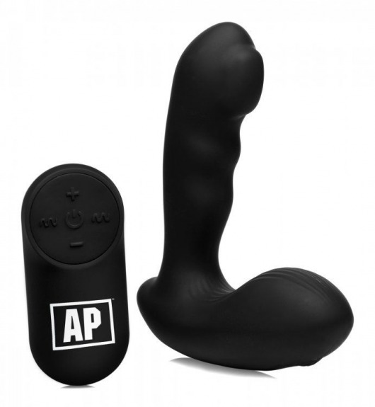 Черный стимулятор простаты Alpha-Pro 7X P-Milker Silicone Prostate Stimulator with Milking Bead - XR Brands - в Красноярске купить с доставкой