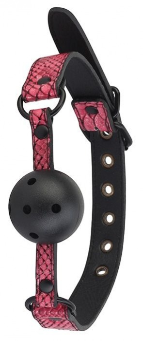 Черно-розовый кляп-шарик с отверстиями BALL GAG - Dream Toys - купить с доставкой в Красноярске