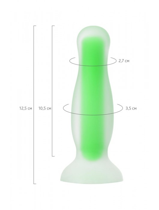 Зеленая, светящаяся в темноте анальная втулка Mortimer Glow - 12,5 см. - ToyFa