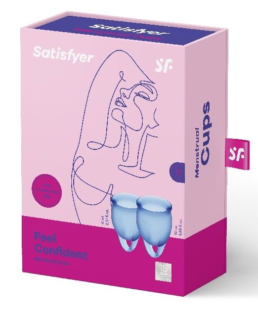 Набор синих менструальных чаш Feel confident Menstrual Cup - Satisfyer - купить с доставкой в Красноярске