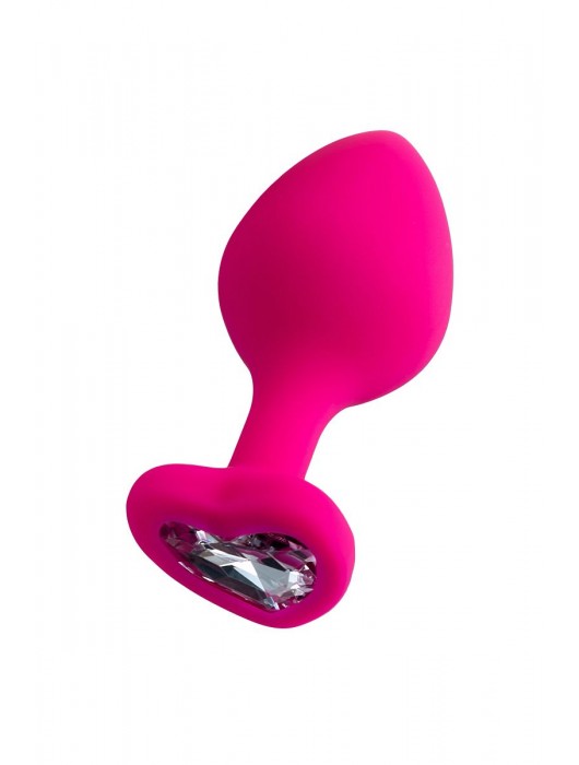 Розовая анальная втулка Diamond Heart с прозрачным кристаллом - 8 см. - ToyFa - купить с доставкой в Красноярске