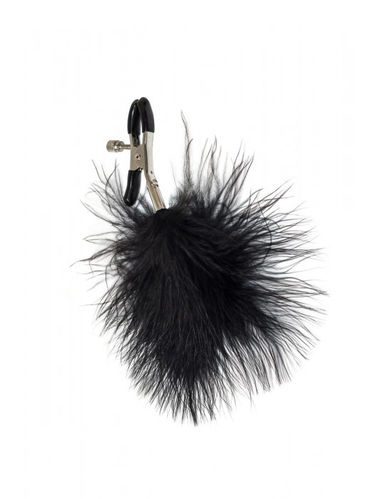 Зажимы на соски с черным пухом Euphoric - Lola Games - купить с доставкой в Красноярске