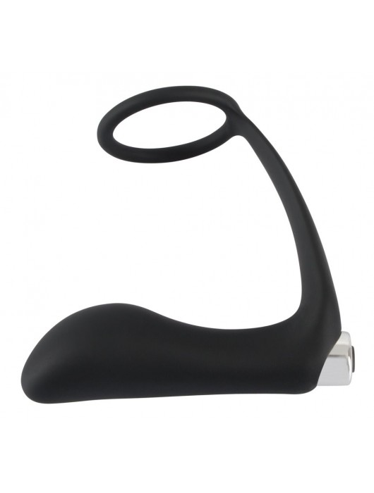 Черное эрекционное кольцо с анальной вибропробкой Vibrating Ring   Plug - Orion - в Красноярске купить с доставкой