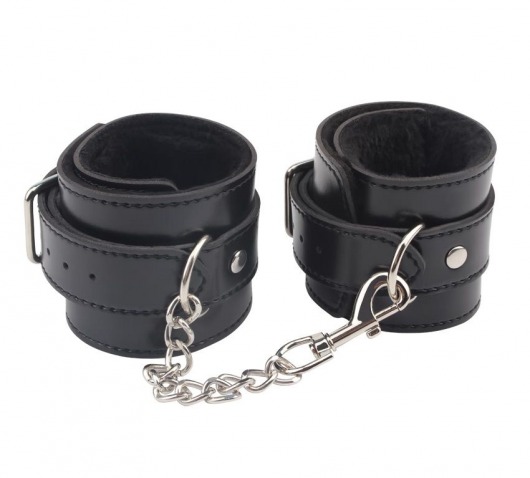 Черные оковы на ноги Obey Me Leather Ankle Cuffs - Chisa - купить с доставкой в Красноярске