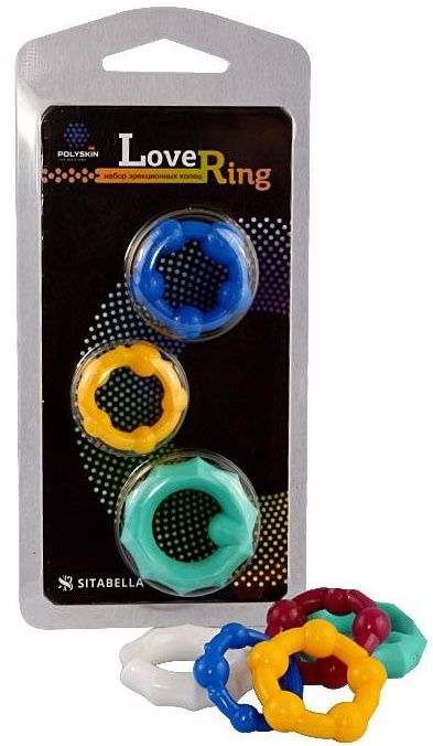 Набор из 3 цветных эрекционных колец Love Ring - Sitabella - в Красноярске купить с доставкой