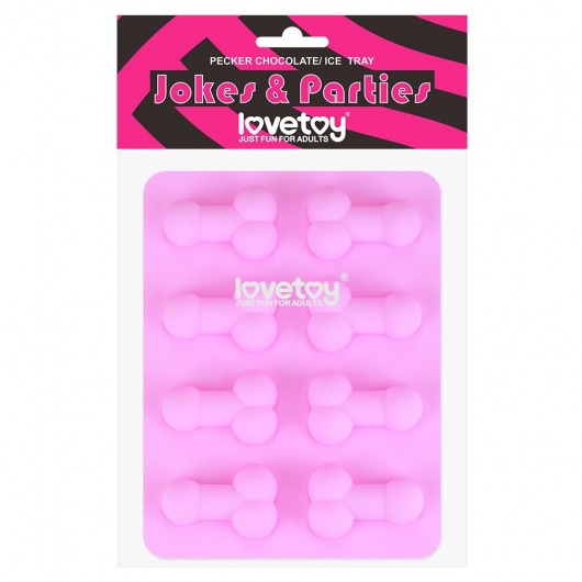 Розовая формочка для льда и шоколада Pecker Chocolate/Ice Tray - Lovetoy - купить с доставкой в Красноярске