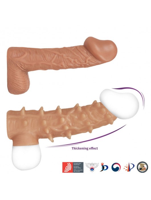 Телесная насадка с шипами и открытой головкой Nude Sleeve L - 14 см. - KOKOS - в Красноярске купить с доставкой