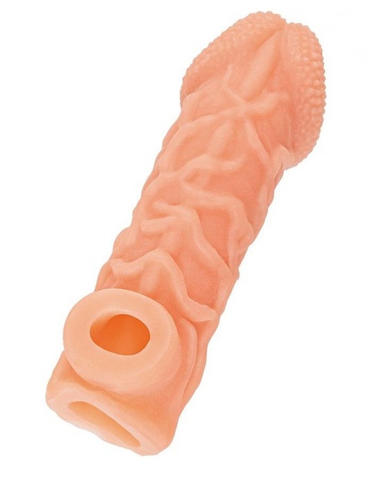 Телесная закрытая насадка с венками Cock Sleeve Size S - 13,8 см. - KOKOS - в Красноярске купить с доставкой