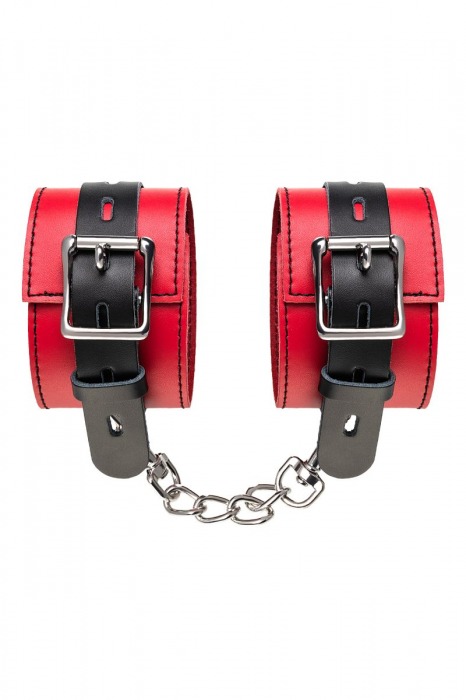 Красно-черные оковы на ноги из кожи - ToyFa - купить с доставкой в Красноярске