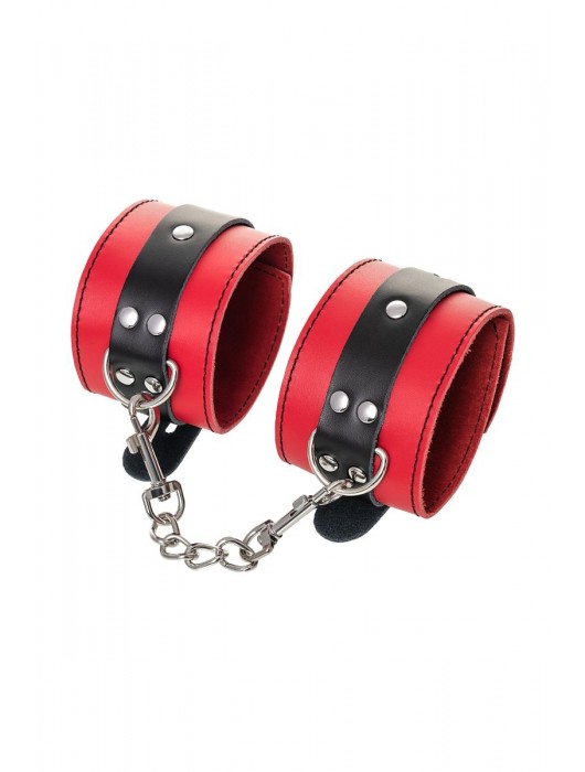 Красно-черные оковы на ноги из кожи - ToyFa - купить с доставкой в Красноярске
