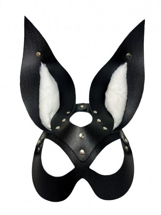 Черная маска зайки с белым мехом на ушках Miss Bunny - БДСМ Арсенал - купить с доставкой в Красноярске