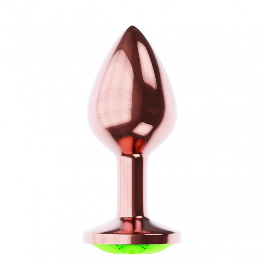 Пробка цвета розового золота с лаймовым кристаллом Diamond Emerald Shine S - 7,2 см. - Lola Games - купить с доставкой в Красноярске