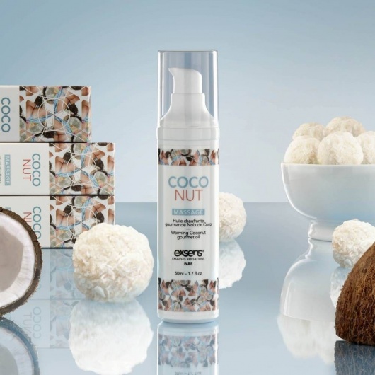 Разогревающее массажное масло с ароматом кокоса Gourmet Coconut - 50 мл. - Exsens - купить с доставкой в Красноярске