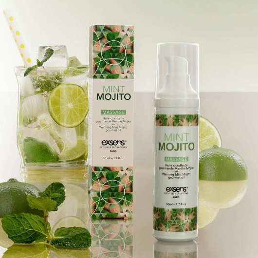 Разогревающее массажное масло с ароматом мохито Gourmet Mint Mojito - 50 мл. - Exsens - купить с доставкой в Красноярске