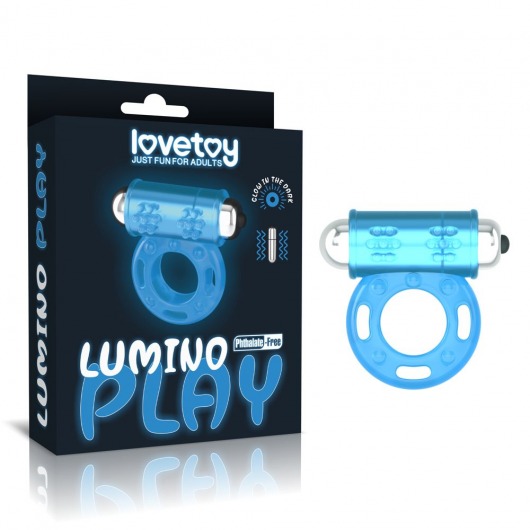 Голубое, светящееся в темноте эрекционное виброкольцо Lumino Play Vibrating Penis Ring - Lovetoy - в Красноярске купить с доставкой