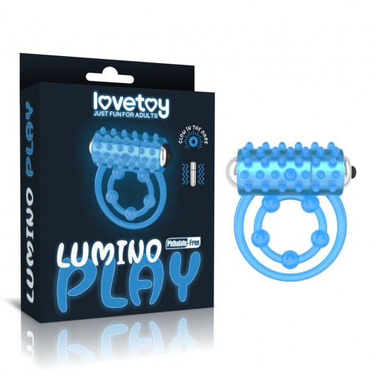 Голубое, светящееся в темноте виброкольцо Lumino Play Vibrating Penis Ring - Lovetoy - в Красноярске купить с доставкой