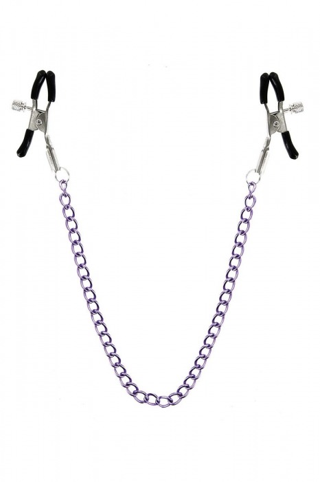 Зажимы для сосков с фиолетовой цепочкой Sweet Caress Nipple Chain - Sweet Caress - купить с доставкой в Красноярске