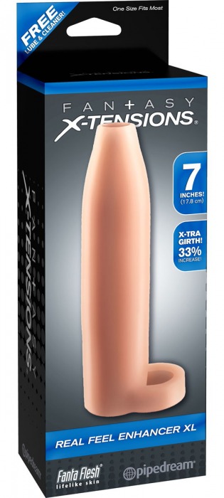 Телесная насадка Real Feel Enhancer XL - 17 см. - Pipedream - в Красноярске купить с доставкой