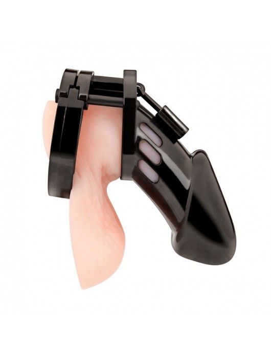 Черная акриловая клетка целомудрия для члена с замком - BlueLine - купить с доставкой в Красноярске