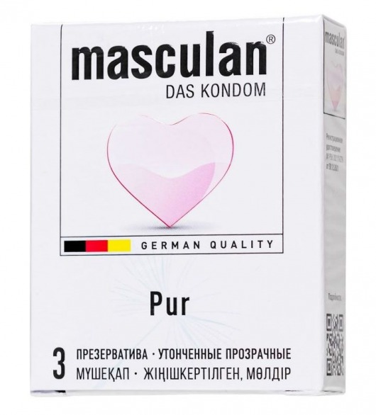 Супертонкие презервативы Masculan Pur - 3 шт. - Masculan - купить с доставкой в Красноярске