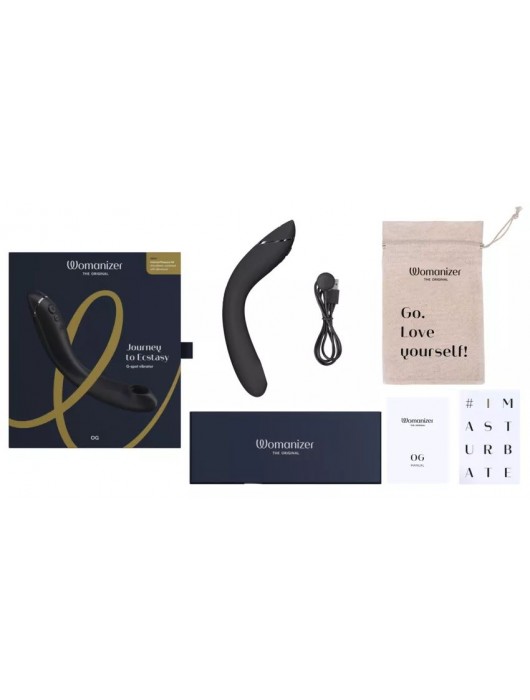 Темно-серый стимулятор G-точки Womanizer OG c технологией Pleasure Air и вибрацией - 17,7 см. - Womanizer