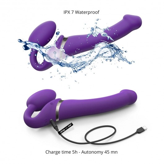 Фиолетовый безремневой вибрострапон Silicone Bendable Strap-On - size XL - Strap-on-me - купить с доставкой в Красноярске