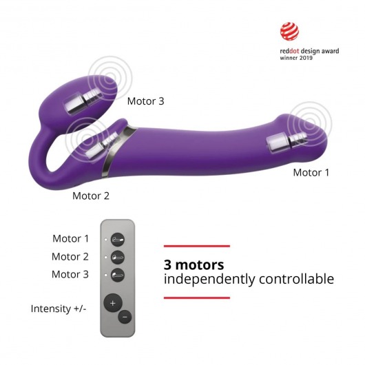 Фиолетовый безремневой вибрострапон Silicone Bendable Strap-On - size XL - Strap-on-me - купить с доставкой в Красноярске