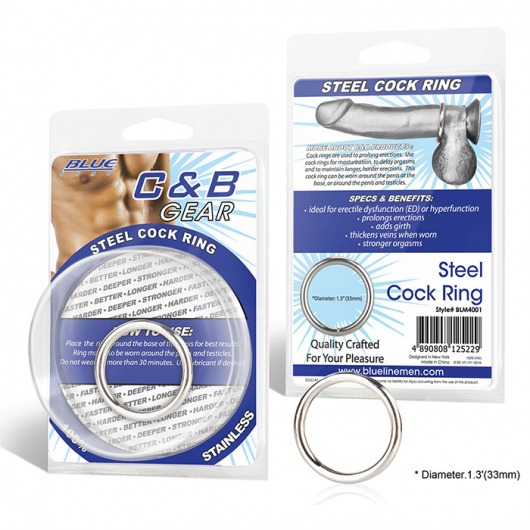 Стальное эрекционное кольцо STEEL COCK RING - 3.5 см. - BlueLine - в Красноярске купить с доставкой