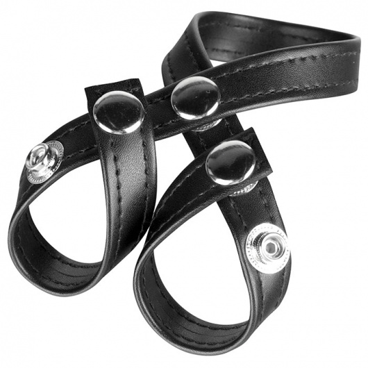 Разделитель мошонки из искусственной кожи на клепках 8 STYLE BALL DIVIDER - BlueLine - купить с доставкой в Красноярске