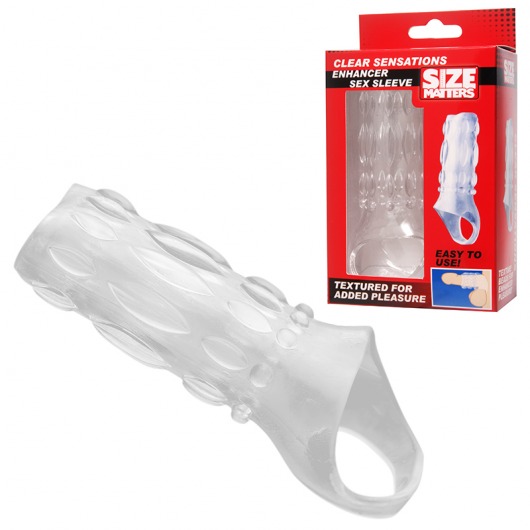 Насадка на пенис с кольцом для мошонки Clear Sensations Enhancer Sex Sleeve - 11,5 см. - XR Brands - в Красноярске купить с доставкой