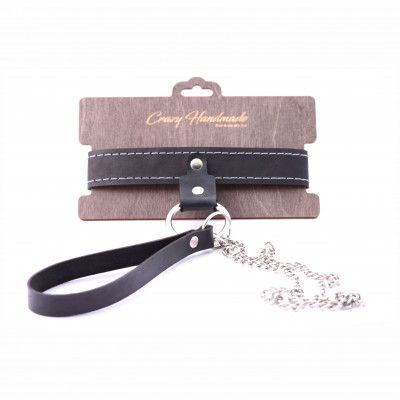 Узкий однослойный ошейник с поводком - Crazy Handmade - купить с доставкой в Красноярске