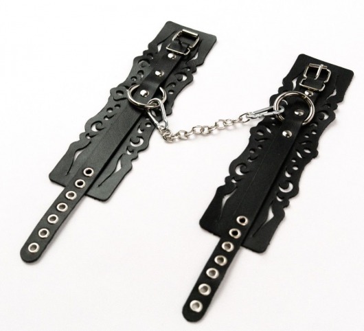 Узорчатые кожаные оковы с регулируемыми ремешками - Crazy Handmade - купить с доставкой в Красноярске