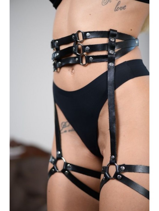 Кожаные гартеры на поясе Esteria - БДСМ Арсенал - купить с доставкой в Красноярске