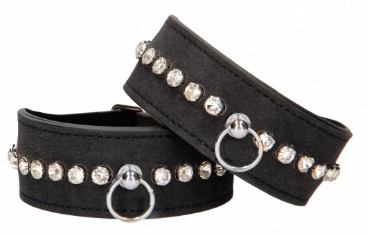 Черные поножи Diamond Studded Ankle Cuffs - Shots Media BV - купить с доставкой в Красноярске