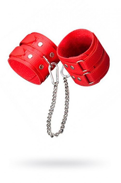 Кожаные красные оковы с цепочкой - Sitabella - купить с доставкой в Красноярске