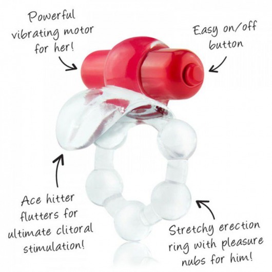 Виброкольцо с язычком и красным виброэлементом Overtime - Screaming O - в Красноярске купить с доставкой