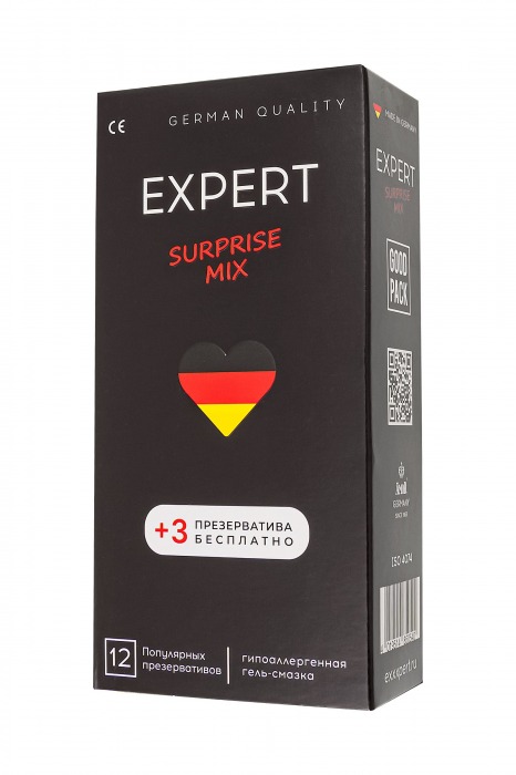 Презервативы EXPERT Surprise Mix - 12 шт.(+3 в подарок) - Expert - купить с доставкой в Красноярске